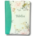 Biblie medie lux, Model floral turcuaz